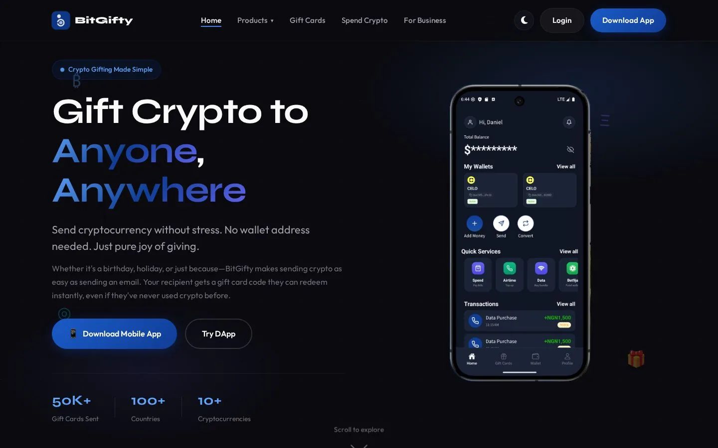 Bitgifty live website