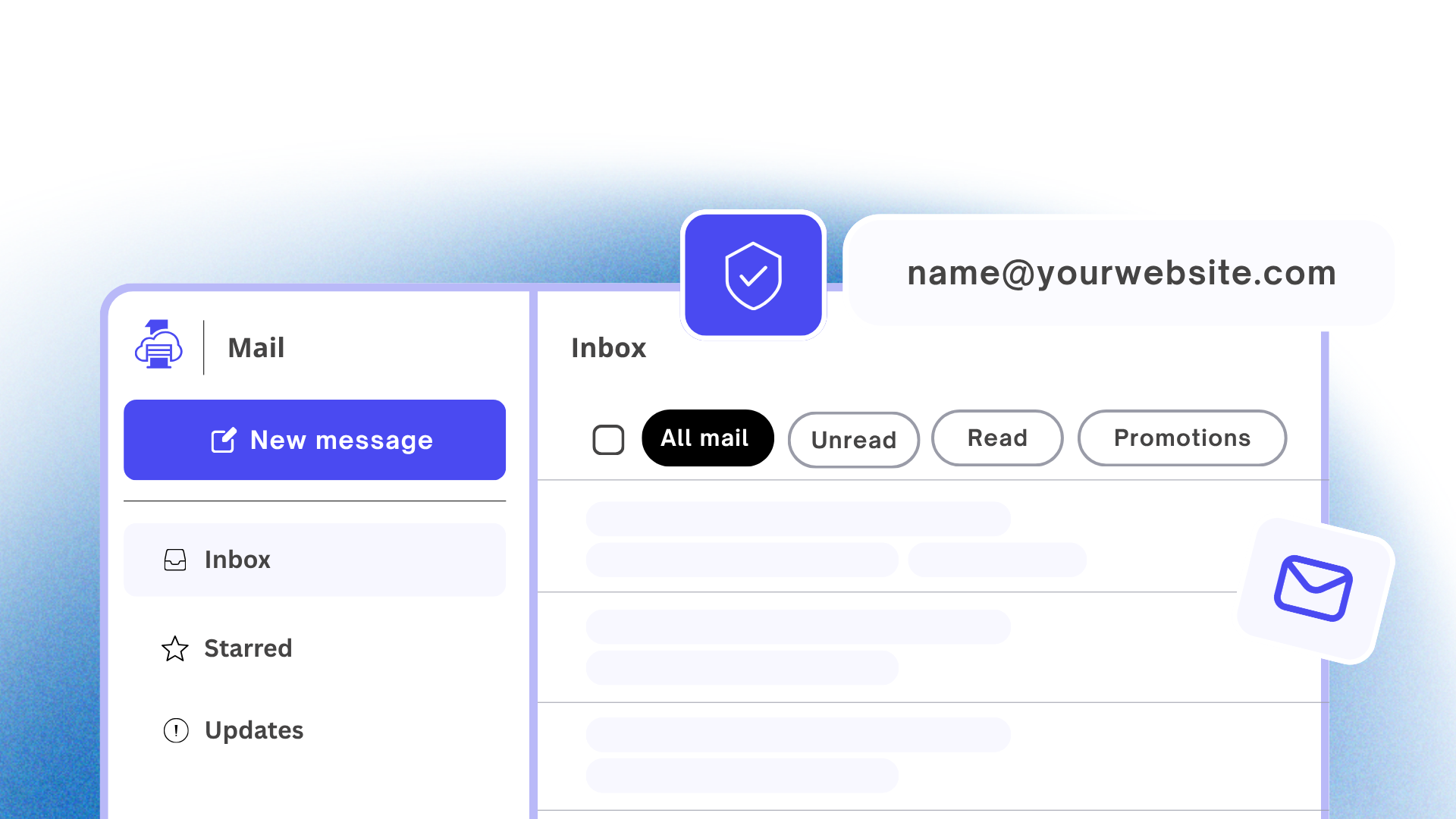 Business email workspace and mailbox management interface